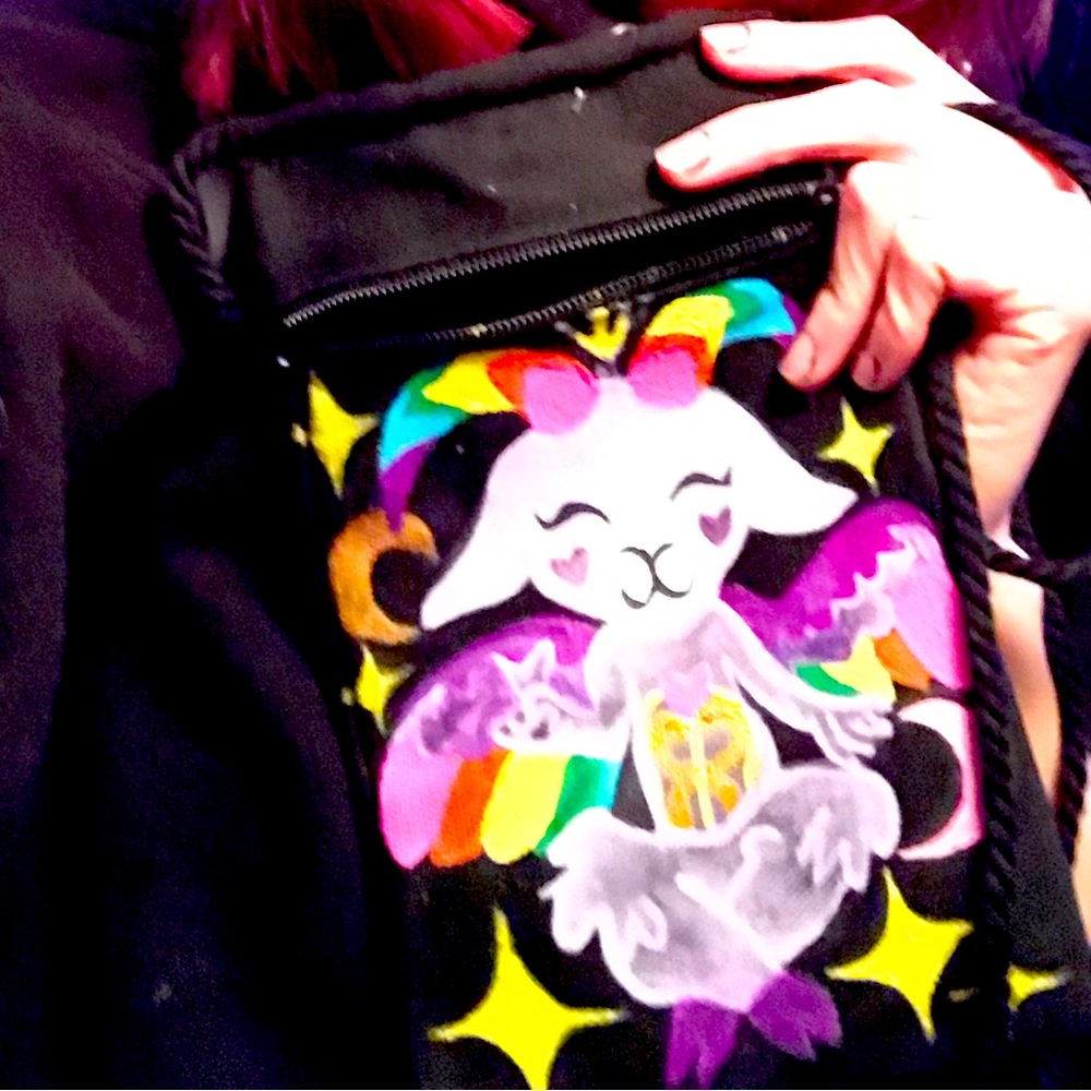 Baphomet Goat Cotton Purse and Cotton Rope Braid For Shoulder/Cross Body Handle